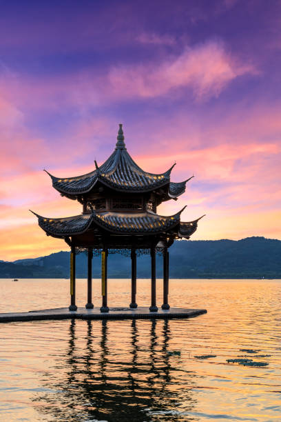 istock Hangzhou west lake jixian pavilion at sunset 1002631260