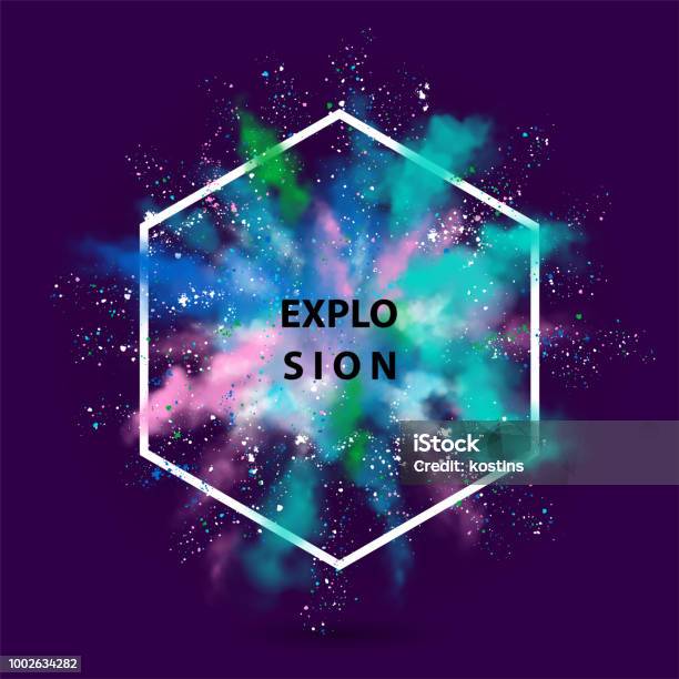 Vector Abstract Banner Stock Illustration - Download Image Now - Exploding, Colors, Spray