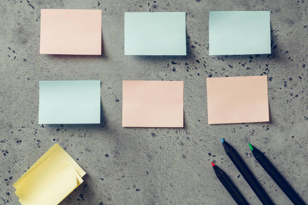 istock Colorful empty sticky notes and pencils on a textured background. The concept organization and planning. 1002637244