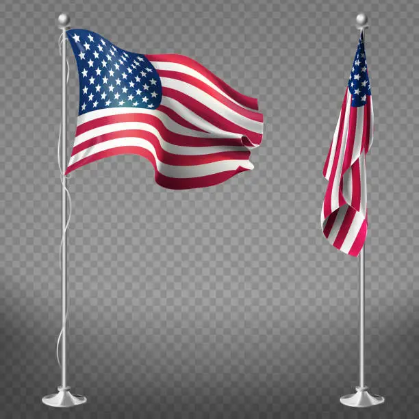 Vector illustration of Vector realistic flags of United States of America