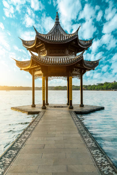 istock Hangzhou west lake jixian pavilion at sunset 1002650728