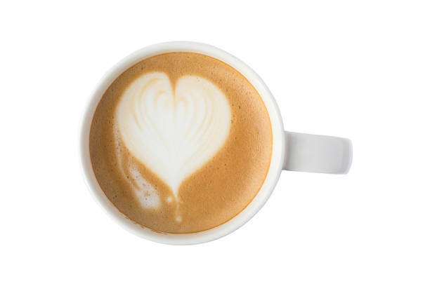 istock coffee cup latte art on table. top view isolated on white background with clipping path 1002660232