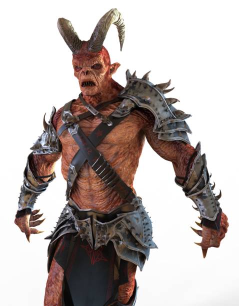 istock 3D illustration horned demon monster isolated on white background 1002660574