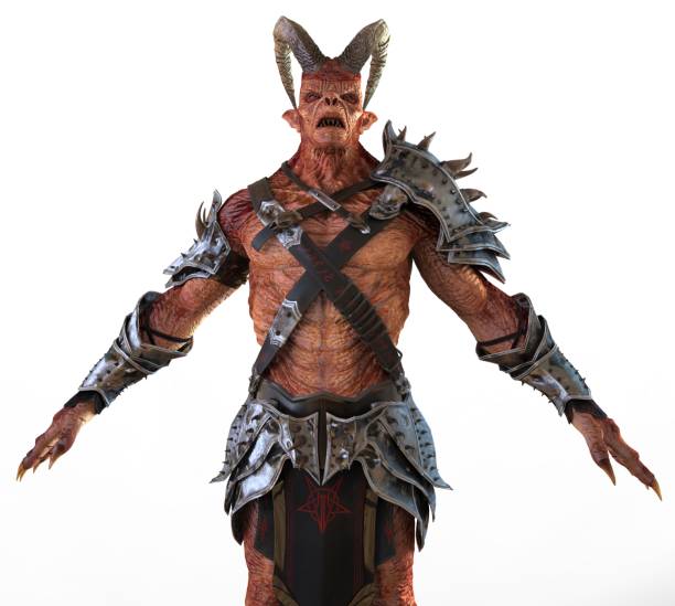 istock 3D illustration horned demon monster isolated on white background 1002660582