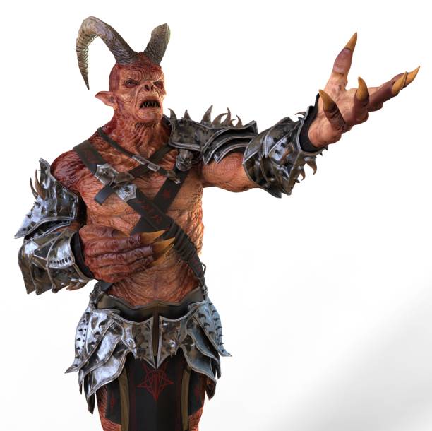 istock 3D illustration horned demon monster isolated on white background 1002660720