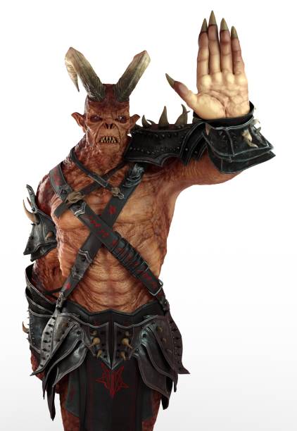 istock 3D illustration horned demon monster isolated on white background 1002660748