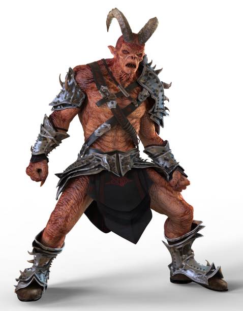 istock 3D illustration horned demon monster isolated on white background 1002662670