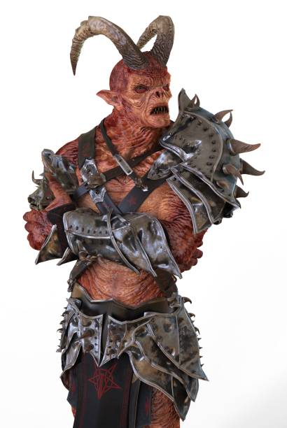 istock 3D illustration horned demon monster isolated on white background 1002662702