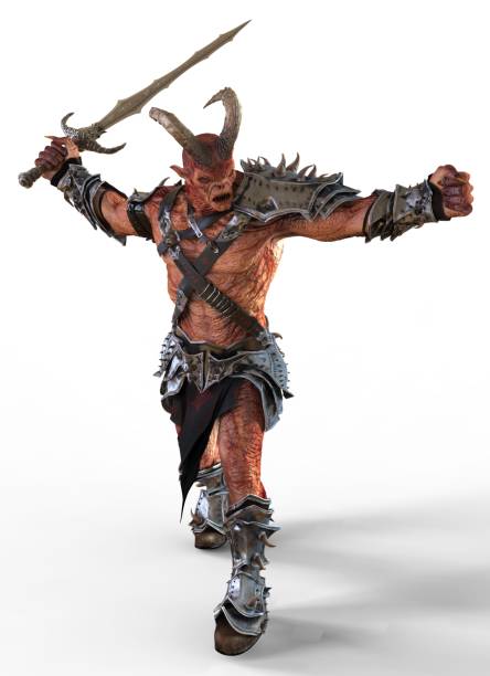 istock 3D illustration horned demon monster isolated on white background 1002662714
