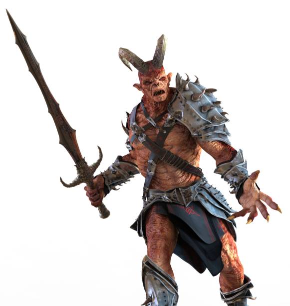 istock 3D illustration horned demon monster isolated on white background 1002662738