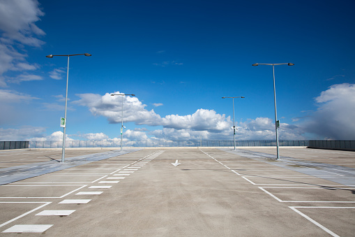 Empty roof of a parking lot