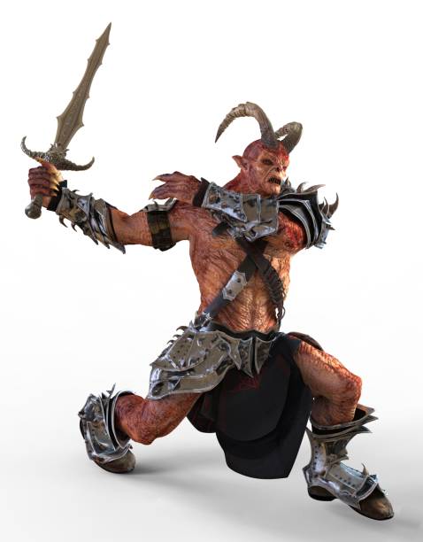 istock 3D illustration horned demon monster isolated on white background 1002662782