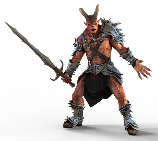 istock 3D illustration horned demon monster isolated on white background 1002662802