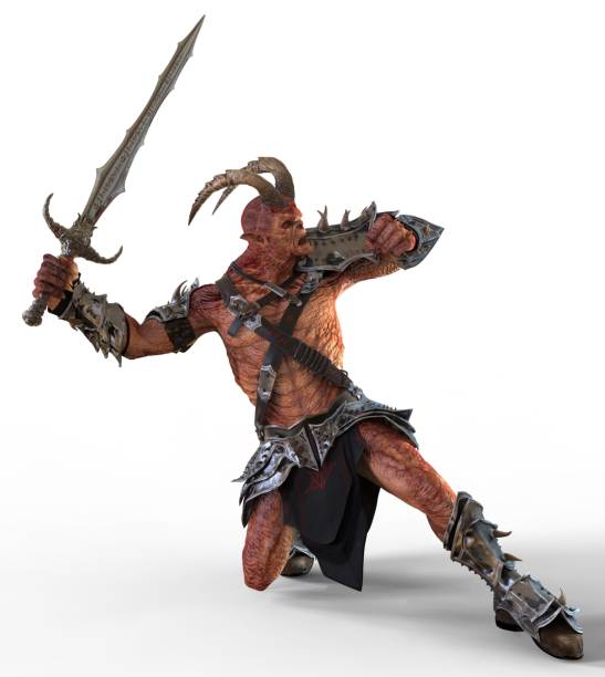 istock 3D illustration horned demon monster isolated on white background 1002662882
