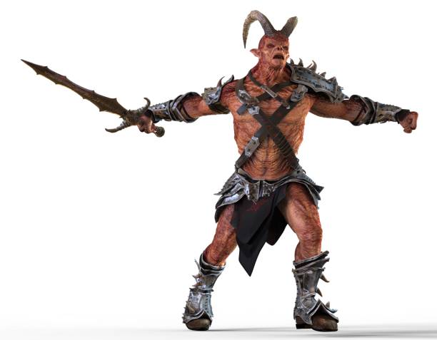 istock 3D illustration horned demon monster isolated on white background 1002662908
