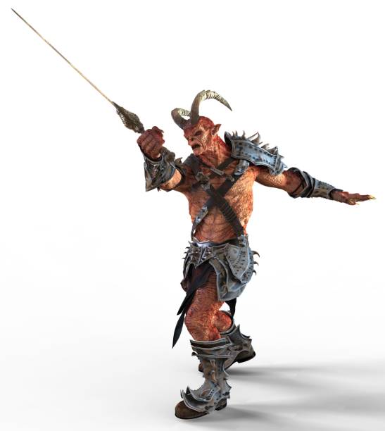 istock 3D illustration horned demon monster isolated on white background 1002662974