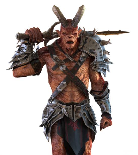 istock 3D illustration horned demon monster isolated on white background 1002662980