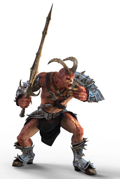 istock 3D illustration horned demon monster isolated on white background 1002662998