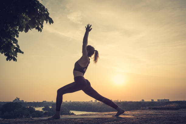 istock Woman practicing yoga outdoors. Summer sunset 1002663634