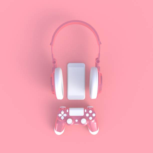 istock Pink joystick with pink headphones and smart phone on pink table background, Computer game competition, Gaming concept, 3D rendering 1002664292