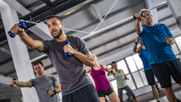 People exercising in gym