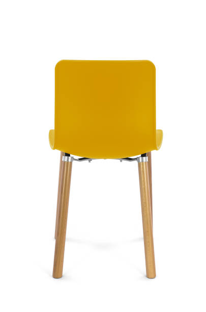 istock Yellow Plastic Modern Chair with Wood Legs 1002678348