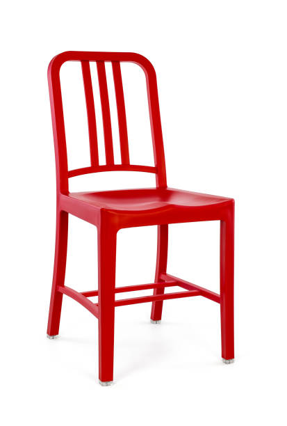 istock Red Plastic Outdoor Chair on White Background 1002687852