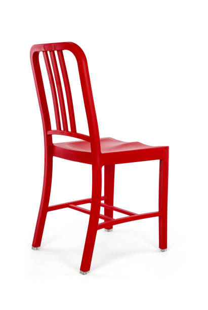 istock Red Plastic Outdoor Chair on White Background 1002687882