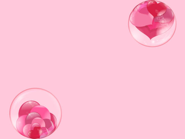 istock hearts lie inside a transparent glass bowl and a bubble flies with hearts inside on a pink background 1002689746