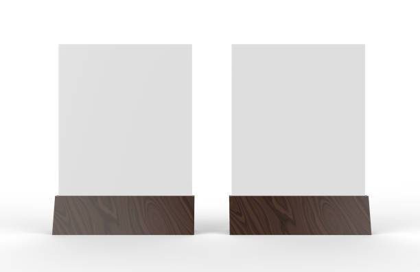 istock Blank table tent mock up template on isolated white background, Stand for acrylic tent card Used for Menu Bar and restaurant, 3d illustration 1002700066