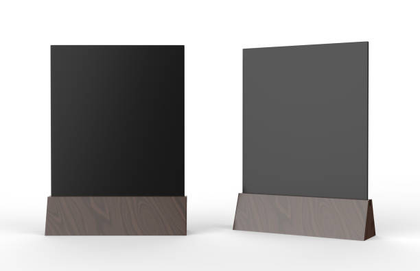 istock Blank table tent mock up template on isolated white background, Stand for acrylic tent card Used for Menu Bar and restaurant, 3d illustration 1002700104