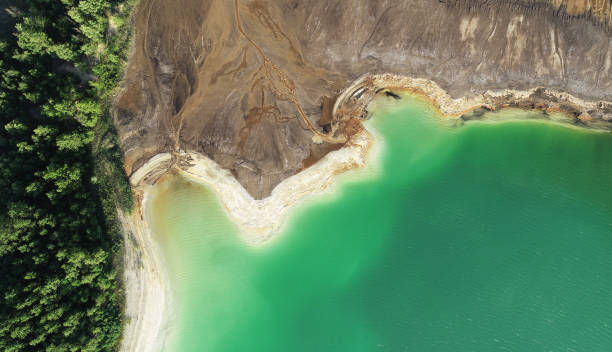 воздушный ландшафт - coastline aerial view forest pond стоковые фото и изображения