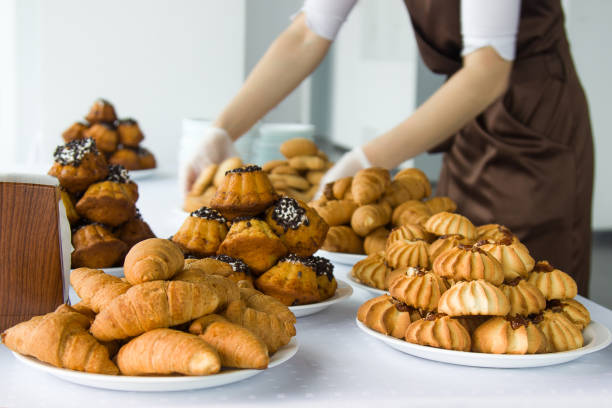 Coffee break, catering a business conference Coffee break, catering a business conference biscuit quick bread stock pictures, royalty-free photos & images