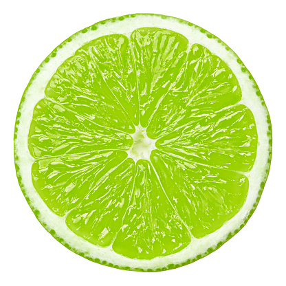 lime slice, clipping path, isolated on white background