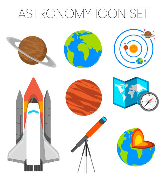 astronomie icon-set - panamint range stock-grafiken, -clipart, -cartoons und -symbole