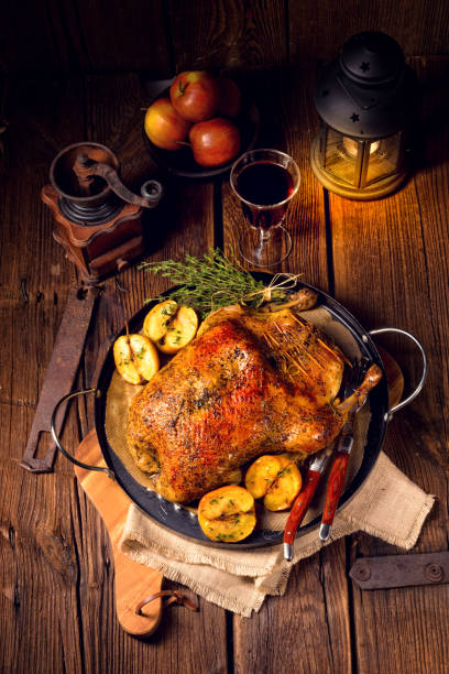 istock Duck on old Polish roasted with thyme and Apple 1002729294