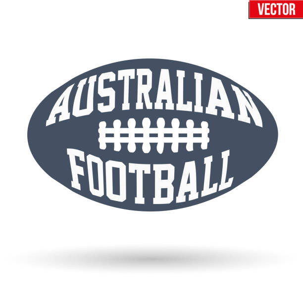 мяч австралийских правил футбола с типографикой - american football league stock illustrations