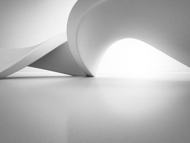 istock Geometric shapes structure on empty concrete floor with white wall background in hall or modern showroom, Construction technology for future architecture - Abstract interior design 3d illustration 1002746704