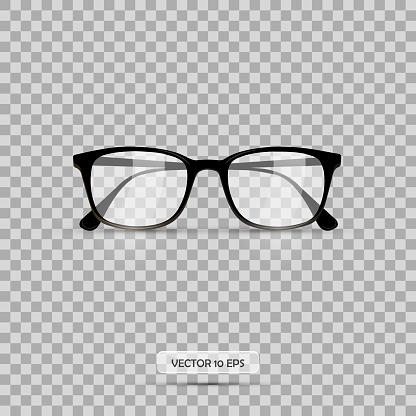 Eyeglasses. Vector illustration. Geek glasses isolated on a white background. Realistic icon black eyeglasses.