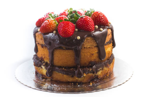 istock Loaf cake with chocolate Syrup with strawberry 1002753262