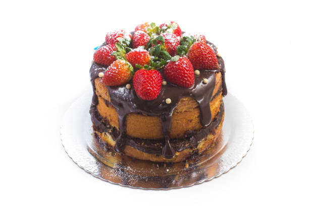 istock Loaf cake with chocolate Syrup with strawberry 1002753302