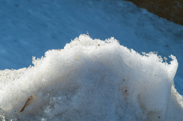 istock Texture, background, pattern. The spring snow melts. The beginning of a warm season, spring. Melting snow on the ground in the city with a mild morning sunlight. 1002765050