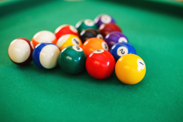 istock balls on a billiard table in a triangle. game of American billiards 1002768578