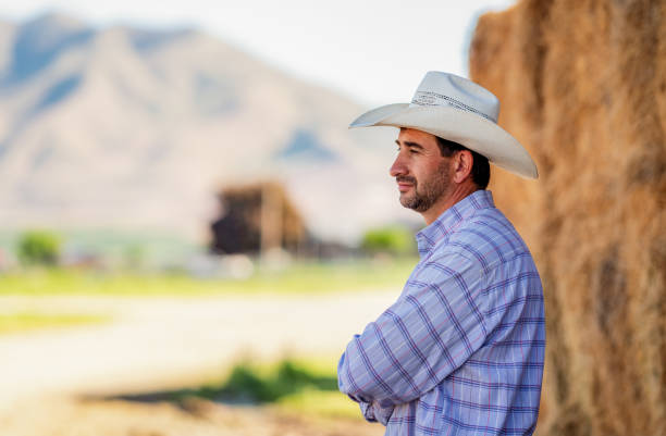 A side profile image of an American farmer in the state of Utah.