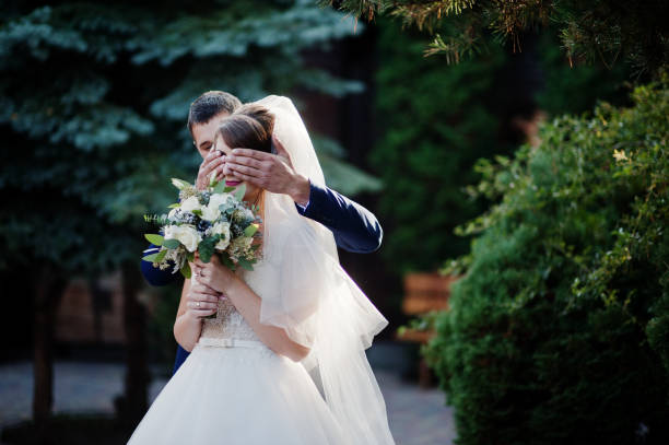 istock Young beautiful wedding couple 1002779394