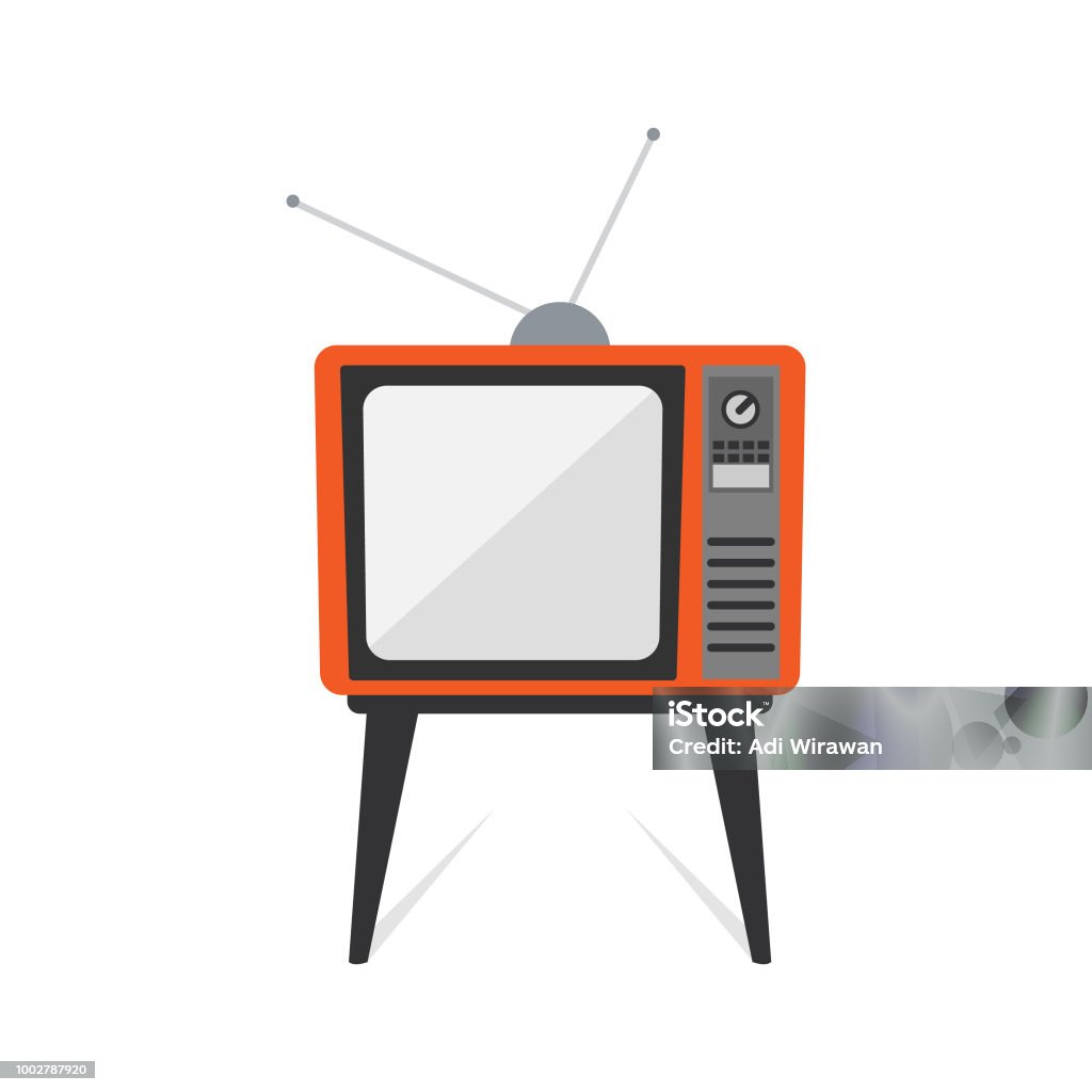 Diseño plano de televisión vintage antiguo retro - arte vectorial de Televisión libre de derechos