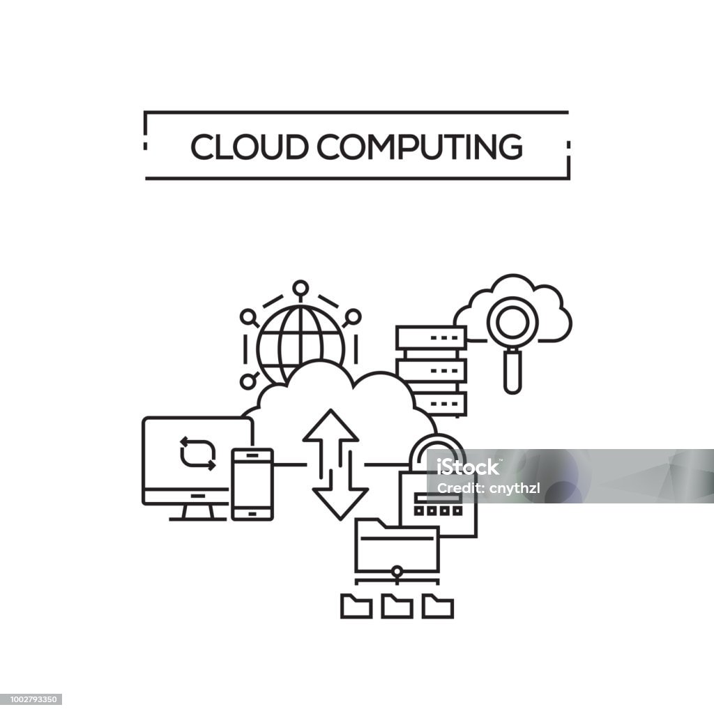 CLOUD COMPUTING CONCEPT LINE ICONS Computer stock vector