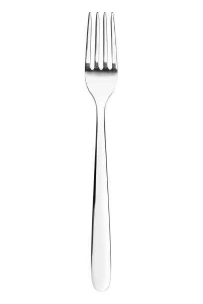 tenedor, cubiertos en fondo blanco aislado - fork fotografías e imágenes de stock