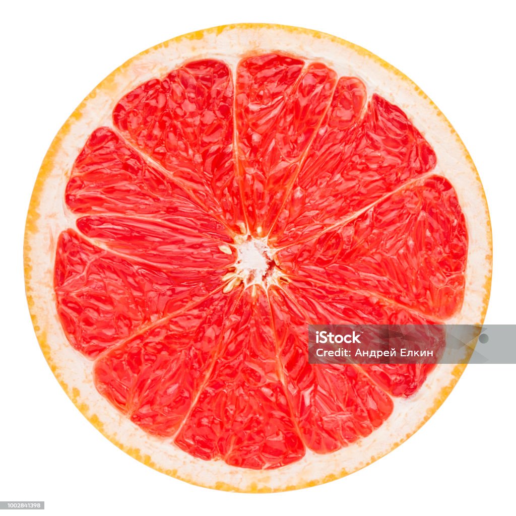 red grapefruit slice, clipping path, isolated on white background Grapefruit Stock Photo