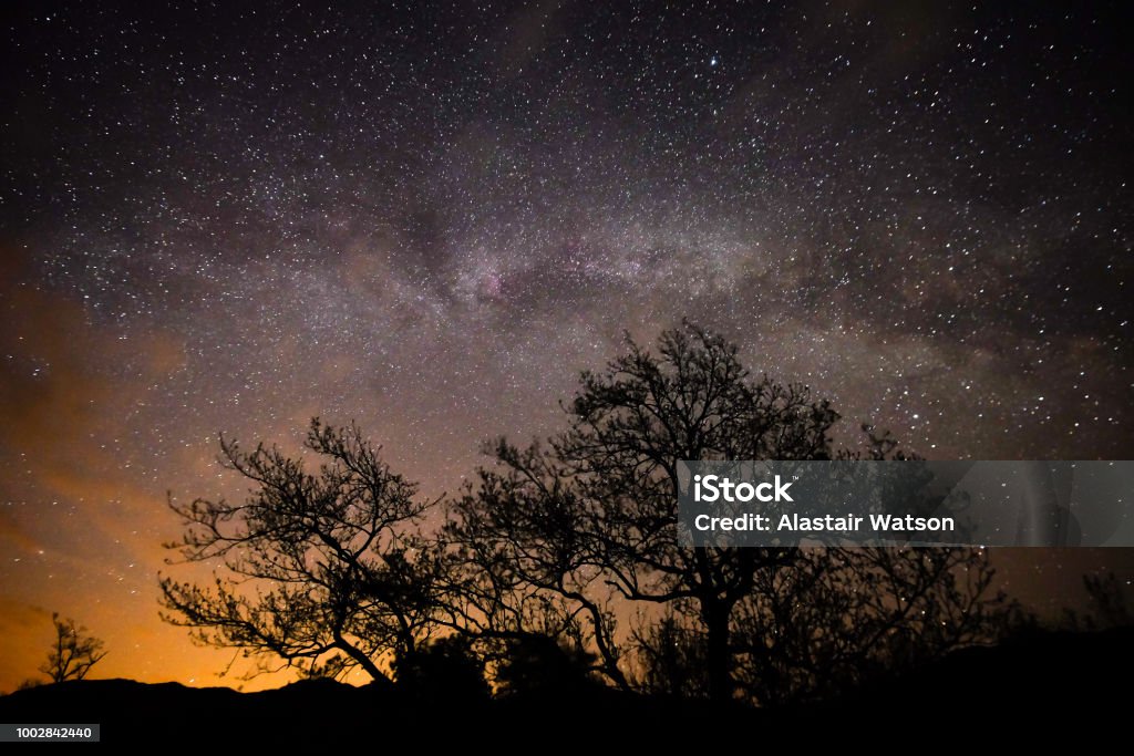 Snowdonia Stars Views of the Milky Way and night sky taken from Llyn Gwynant Night Stock Photo
